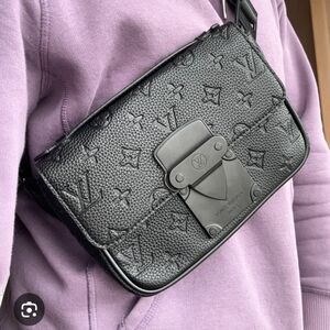 Louis Vuitton Black Embossed Monogram Sling Bag
